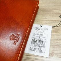 QQ636 レノマ オム renoma 定価14080円 牛革長財布 カード18枚収納 501604 オレンジ 箱付き新品 ロングウォレット_画像5