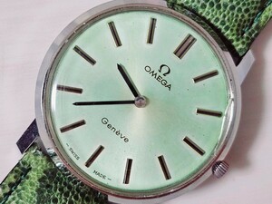 OMEGA オメガ Geneve ジュネーヴ 紳士用高級機械式腕時計 希少☆風化グリーンダイヤル