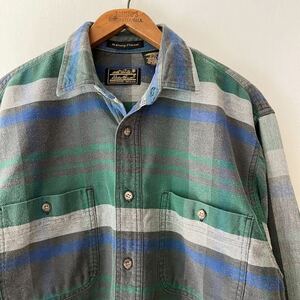 90 -х 90 -х годов Эдди Бауэр Черная Тэг Проверка рубашка M Blue Green USA Vintage 80 -х 90 -х годов Eddie Bauer Original Vintage