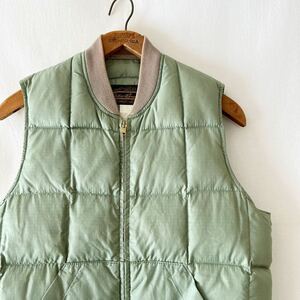 良品! 70s 80s Eddie Bauer 黒タグ リップストップ ナイロン ダウンベスト 38 グリーン ビンテージ 80年代 エディーバウアー ヴィンテージ