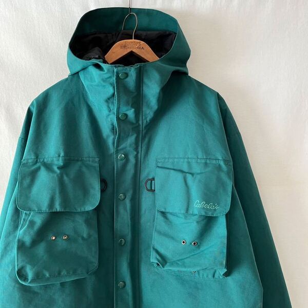 短丈! 90s Cabela's フード フィッシングジャケット M ビンテージ 90年代 キャベラス カベラス フーディ オリジナル ヴィンテージ