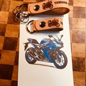 YZF-R3 オリジナルレザーストラップミニストラップセット