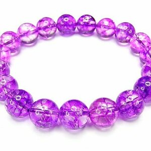 AAA紫クラック水晶10mm数珠ブレスレット浄化開運石街プライム