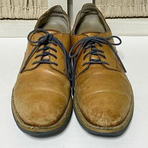 【24.5】クラークス プレーントゥシューズ 本革レザー ブラウン 紐革靴　茶　Clarks