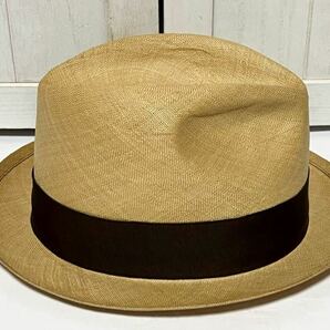 (3) 【美品】Borsalino ボルサリーノ 中折れハット 57 リボン飾り ストローハット パナマハット MARUSHO OSAKA ヴィンテージ品 帽子の画像3