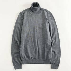 64j22《美品》HUGO BOSS ヒューゴボス タートルネックニットトップ サイズS グレー メンズ ハイネック セーター 秋服 ハイゲージ