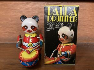  Panda drama - all tin plate made Vintage zen my type futoshi hand drum retro Showa era zen my removal type 