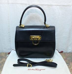 Salvatore Ferragamo GANCHINI 2WAY LEATHER SHOULDER BAG MADE IN ITALY/サルヴァトーレフェラガモガンチーニレザーショルダーバッグ