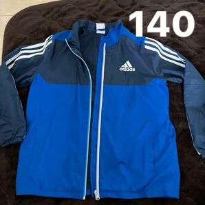 140 adidas ウィンドブレーカー 青　ジャンパー　パーカー　上着　サッカー　通学　子供　男児　NIKE プーマ　