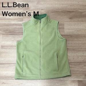 【送料無料】L.L.Bean ジップアップフリースベスト　黄緑　レディースMサイズ　エルエルビーンアウトドア登山