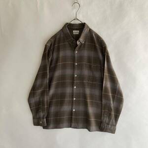 steven alan BOLD FIT Stephen Alain cotton flannel button down shirt check pattern box Silhouette easy . light brown group size S sk