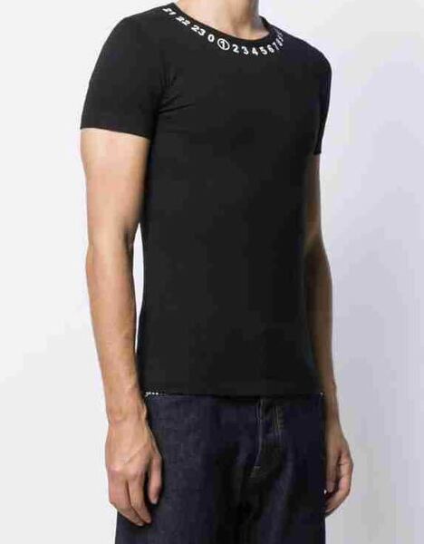 正規新品 定価3.2万 19AW MAISON MARGIELA メゾン マルジェラ ラウンドネック カレンダー ロゴ エンベリッシュド Tシャツ 黒 S S51G C0434