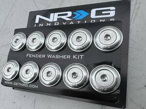 NRGフェンダーワッシャー 銀（ナンバーボルト）M6x1.0 10個SET USDM JDM シルバー 複数OK FW100SL 正規輸入品 国内在庫 即納