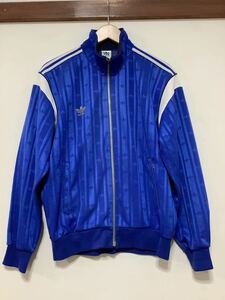 ち1236 adidas アディダス TAD-18 90's ビンテージ 総柄ジャージ トラックジャケット L ブルー DESCENTE