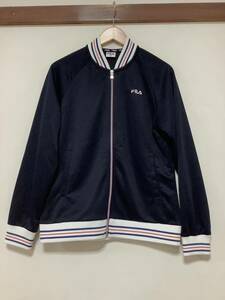 そ1299 FILA フィラ ビンテージ トラックジャケット O ネイビー トラックトップ レディース