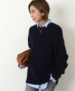 美品 36,600円 Deuxieme Classe EVERYDAY I LIKE. Oversized Cable ニット カシミヤ混 ネイビー ドゥーズィエムクラス ケーブルニット