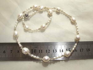 綺麗!本物純白真珠ネックレス!高品質マグネット留め具!淡水パール淡水真珠waterpearlneckless在庫未使用品処分!色々まとめて同梱可能E13