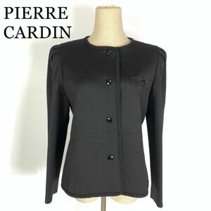 LA8515 ピエールカルダン フォーマルノーカラージャケット 黒ブラック PIERRE CARDIN ジャガード 裏地あり ウール100％ 刺レース 9