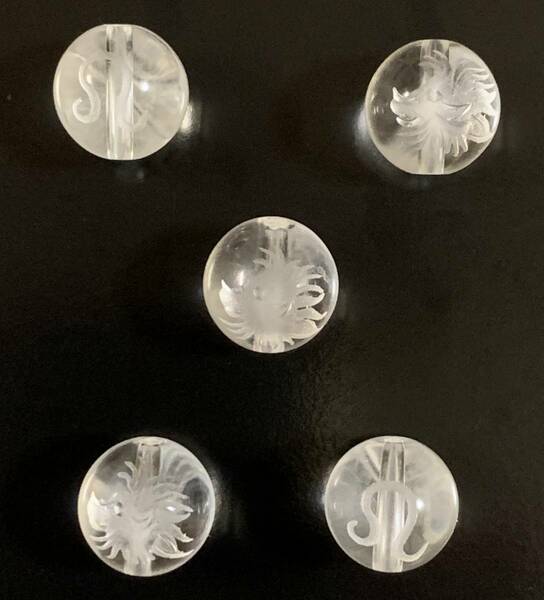 天然石彫り水晶12星座（しし座）10mm玉　5粒セット