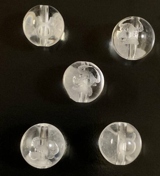 天然石彫り水晶12星座（おうし座）10mm玉　5粒セット