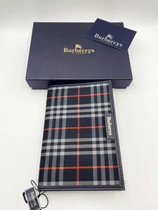  не использовался товар Burberry органайзер темно-синий × проверка Mini 6 дыра размер мужской женский Note покрытие обложка для книги BURBERRY