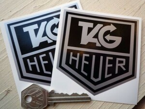 ◆送料無料◆ 海外 タグホイヤー Tag Heuer black & silver 75mm 2枚セット ステッカー