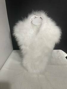  unused ultimate beautiful goods muffler lady's white coming-of-age ceremony feathers 100%