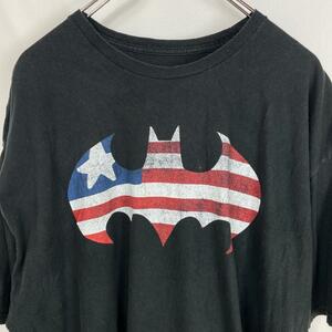 US古着 BATMAN バットマン アメリカンフラッグ Tシャツ 2XL