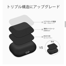 AirPods Pro ケース AirPods Pro イヤホン 液状シリコンケース 耐衝撃 三重層保護 分離式 LED可視 ワイヤレス充電対応 (黒)_画像2