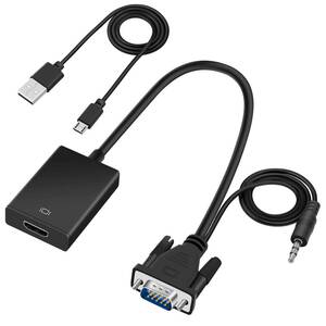 Aroidful VGA to HDMI 変換ケーブル、VGA→HDMI 出力 ビデオ変換アダプタ USB給電 1920x1080P対応 (給電用USBケーブル付属)