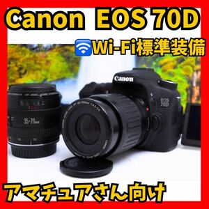 【本日販売終了！！】Canon EOS 70D ダブルズームキット　画面が自由自在　フラッシュ付　スマホ転送可能　デジタルカメラ