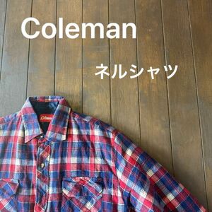 美品！【Coleman コールマン】ネルシャツ　中綿入で秋冬のアウトドアにも最適！