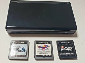 任天堂 ニンテンドーDS Lite 本体&ソフト×3本　 ポケットモンスター レイトン教授と悪魔の箱　ドラゴンクエストⅨ　充電器なし