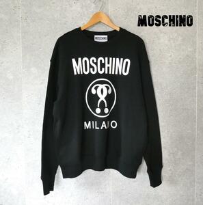 極美品 MOSCHINO モスキーノ ロゴプリント サイズI50 スウェットトレーナー プルオーバー クルーネック 長袖 黒 ブラック