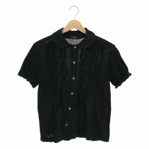 tricot COMME des GARCONS / トリココムデギャルソン | 2005AW | 丸襟 レース フリル ピンタック 半袖シャツ | ブラック | レディース