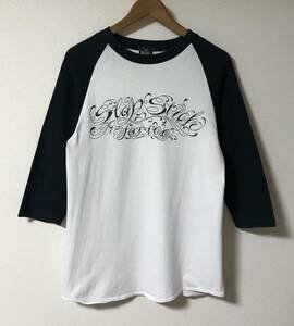 KUSTOM STYLE SO-CAL カスタムスタイル ソーキャル 3/4スリーブ ラグラン Tシャツ 白 ホワイト × 黒 ブラック