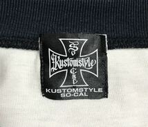KUSTOM STYLE SO-CAL カスタムスタイル ソーキャル 3/4スリーブ ラグラン Tシャツ 白 ホワイト × 黒 ブラック_画像5