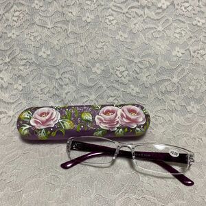 LOVE ROSE薔薇　シニアグラス　紫　パープル　3.0 B 老眼鏡