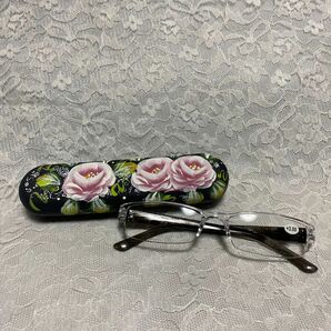 LOVE ROSE薔薇　シニアグラス　黒　3.0 B 老眼鏡 ハーフリム