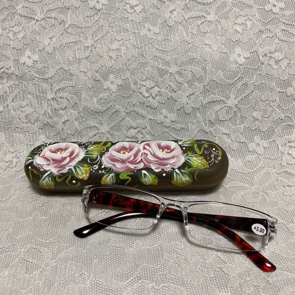 LOVE ROSE薔薇 シニアグラス 茶 3.0 C 老眼鏡