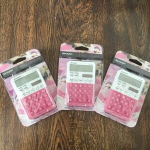 ミニミニナイスサイズ電卓 ピンク×ホワイト 3個セット