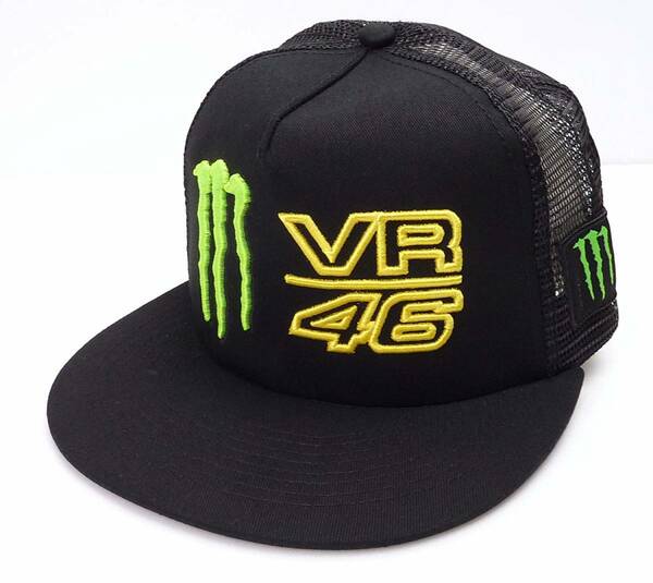 VR46 MONSTER ENERGY モンスターエナジー モンスター刺繍 VR46 フラットバイザーキャップ（ブラック） [並行輸入品]