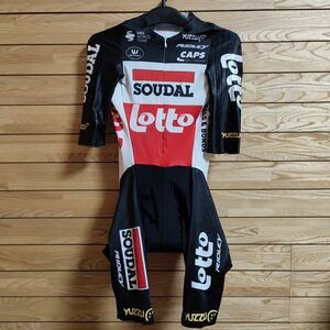 支給品　Lotto Soudal　半袖スキンスーツ　ロットソウダル　ワンピース　ロードバイク　自転車　サイクルジャージ　エアロ