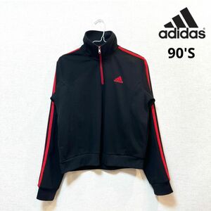 【美品】adidas(アディダス) 90'S ハーフジップトラックジャケット アディダスジャージ ビンテージ ジャージ トップス