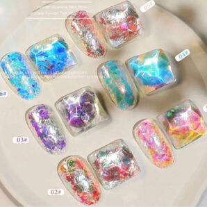 6種類 オーロラ に輝く ラメパウダー ♪♪ 超薄 ネイルパウダー グリッター パウダー フレーク ラメ