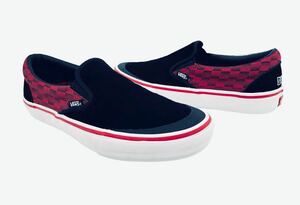 美品!! 希少!! VANS PRO Slip-On Baker ROWAN バンズ プロ スリッポン ベイカー ローワン スエード 黒 × 赤 us 8.5 / 26.5 ㎝