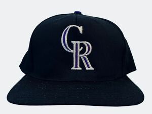 レア!! 名作!! 90s MLB Colorado Rockies コロラドロッキーズ キャップ 黒 × 紫 size FREE ビンテージ VINTAGE