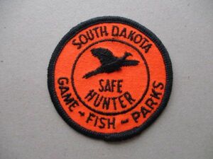 70s SOUTH DAKOTA SAFE HUNTERハンター ワッペン/サウスダコタ狩猟ハンティング野鳥ビンテージ野生動物PATCHアウトドア自然アップリケ V195