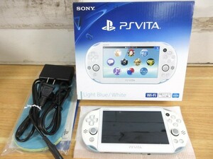 2E1-3「PS VITA PCH-2000 本体＋ケース」初期化済み 電源のみ動作確認 ジャンク扱い SONY PlayStation VITA ライトブルー/ホワイト