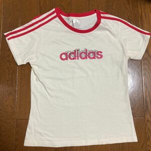 アディダス★赤スリーストライプ　Tシャツ★サイズＬ